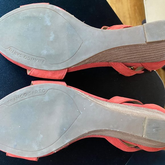 Franco Sarto Orange Suede Block Sandals 6.5 - Picture 7 of 8